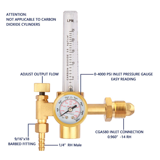 QB01 Argon/Co2 Welding Flow Meter Gas Regulator
