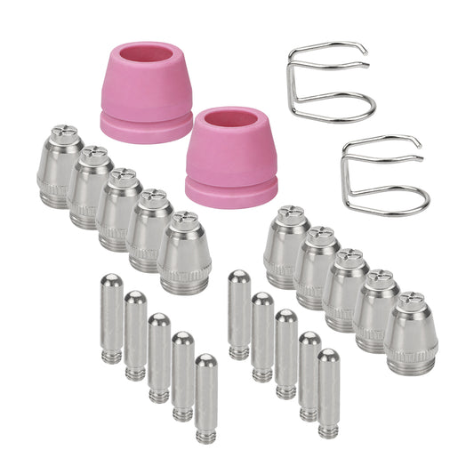 24Pce AG60 SG55 Consumables Kit Electrode Shield Cups Plasma Cutter Welder Torch with Guide WSD60 Plasma Cutters Parts
