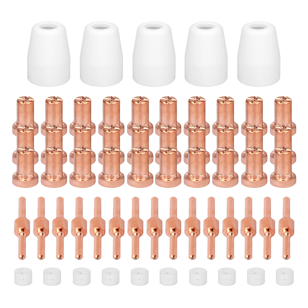 60Pcs PT31 Extended Plasma Cutter Electrode Tips Cup Plated Consumables For PT-31 CUT40 CUT50 LGK40 HYC410