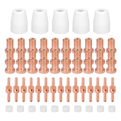 60Pcs PT31 Extended Plasma Cutter Electrode Tips Cup Plated Consumables For PT-31 CUT40 CUT50 LGK40 HYC410