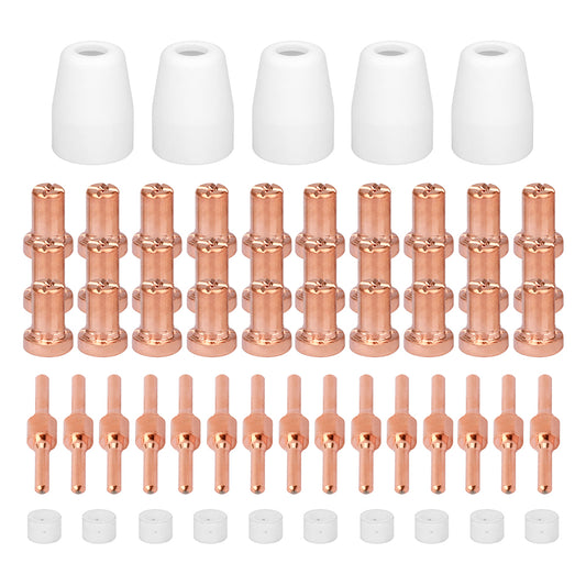 60Pcs PT31 Extended Plasma Cutter Electrode Tips Cup Plated Consumables For PT-31 CUT40 CUT50 LGK40 HYC410