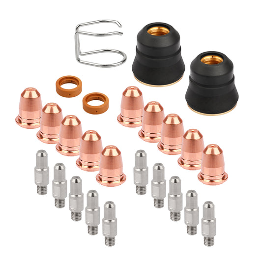 25Pcs Plasma Cutter Torch Set for Electric 95539 95413 - Consumables For S45 Torch Tip 0.8mm or 0.031''